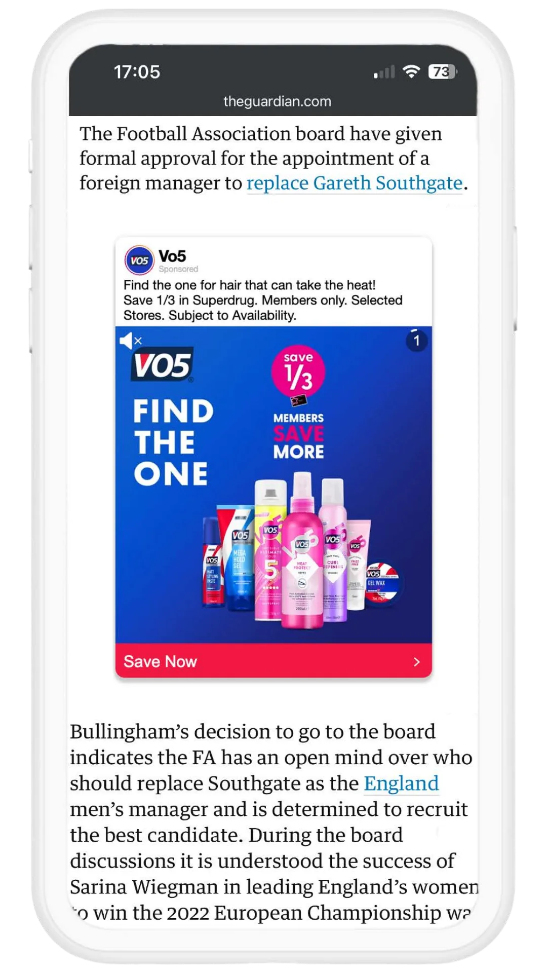VO5 ad on a clean, high-PIQ page