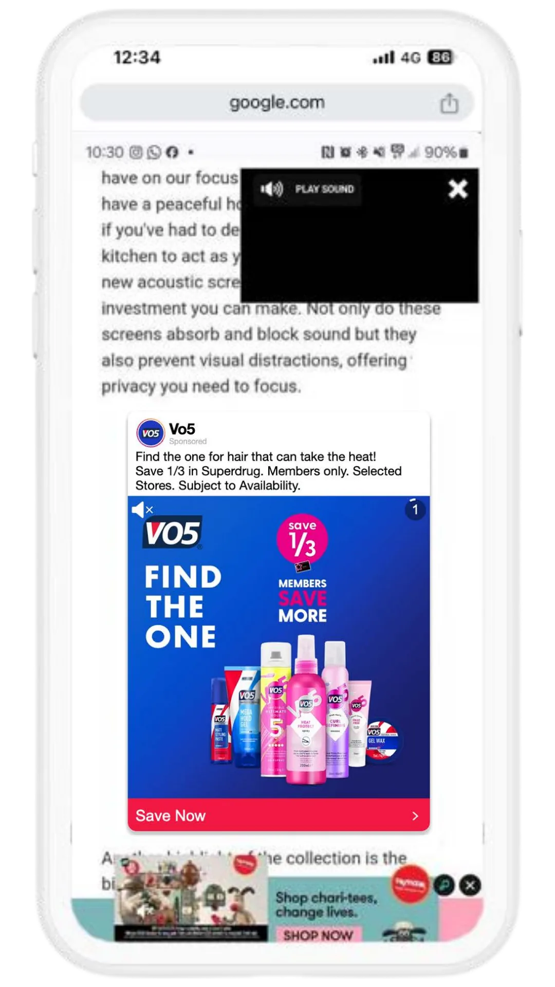 VO5 ad on a cluttered, low-PIQ page
